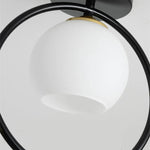 lampe moderne or noir oiseaux dorés branches sphère blanche translucide led echangement facile