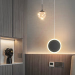 suspension lumineuse led moderne minimaliste noir blanc fixée câble haute qualité verre transparent chambre