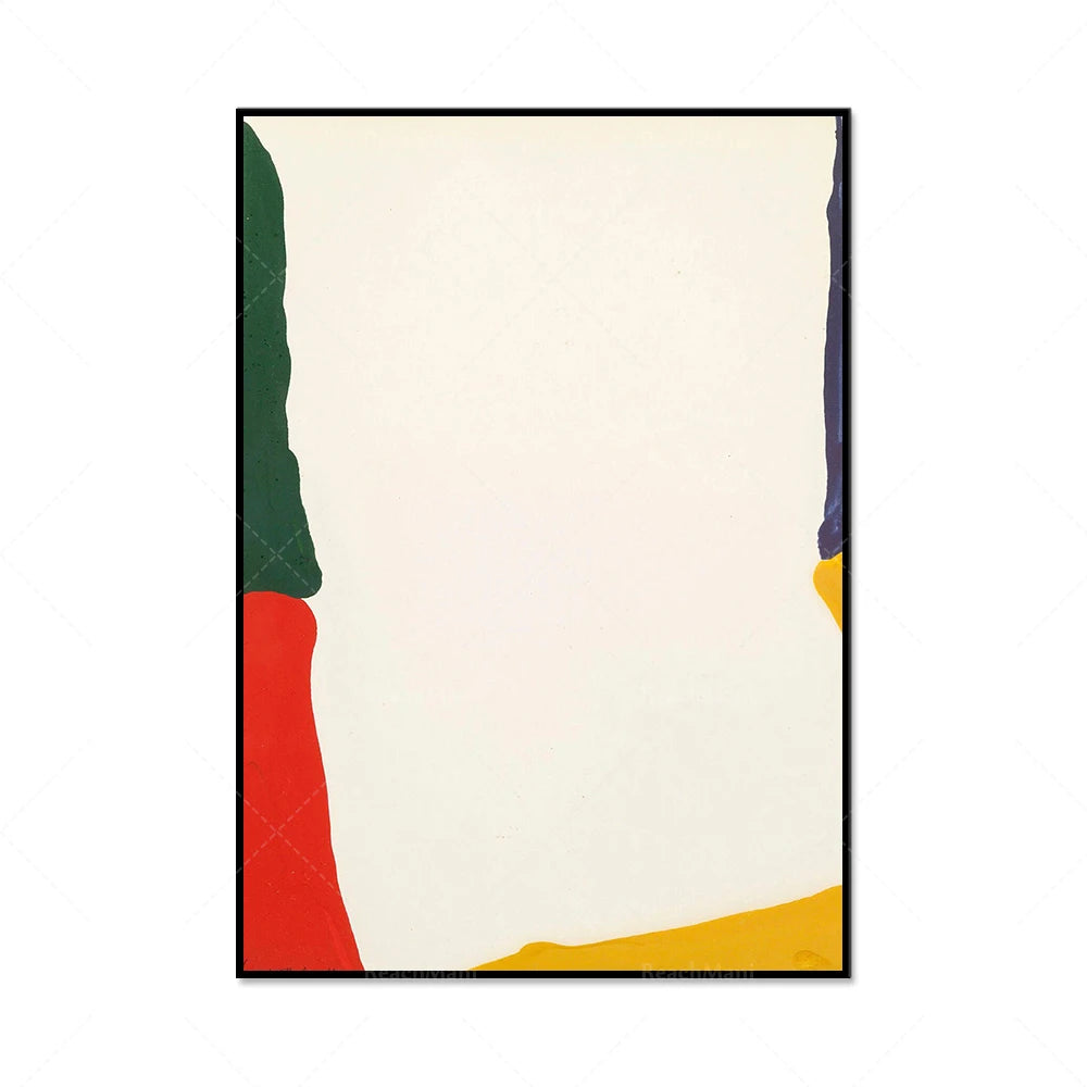 Cette image abstraite colorée comprend des formes géométriques et des touches de couleurs vives, créant une composition visuelle intéressante et équilibrée.