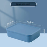 boîtes rangement modernes bleu orange jaune matériau plastique respectueux environnement treillis couvercle petite moyenne