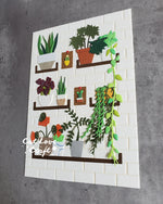 affiche murale plantes motifs brique pots feuilles grilles deco intérieure art