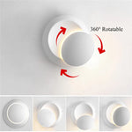 Applique murale LED ronde moderne blanc noir rotation 360 degrés éclairage chambre entrée étude