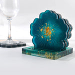moule silicone résine époxy diy coaster support géométrique moderne élégant fleur paillettes dorées