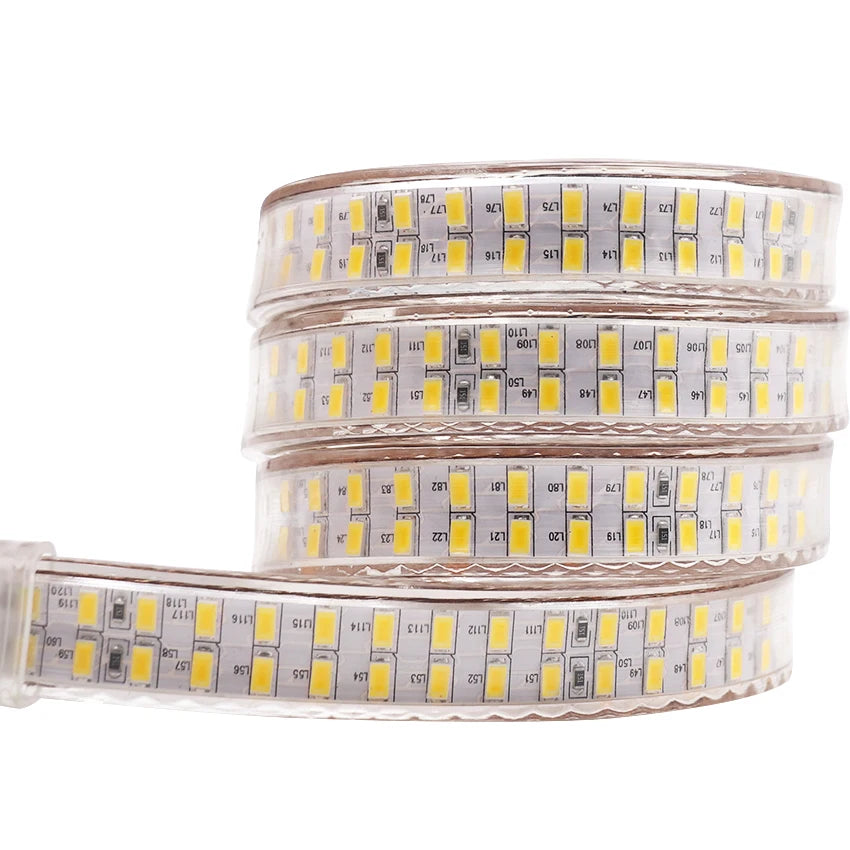 Détail des LEDs SMD5730 sur la bande lumineuse double rangée