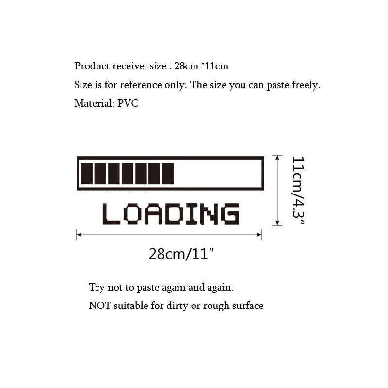 autocollant mural pixel art loading minimaliste noir adhésif résistant eau chambre salon décoration intérieure