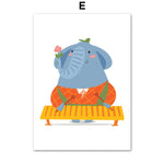 Un éléphant jouant du xylophone, un instrument de musique à percussion, dans une tenue colorée et portant une fleur.