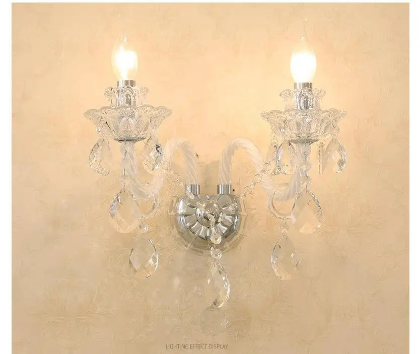 Applique murale cristal transparente classique ampoules led noir doré entrée chambre salle bain