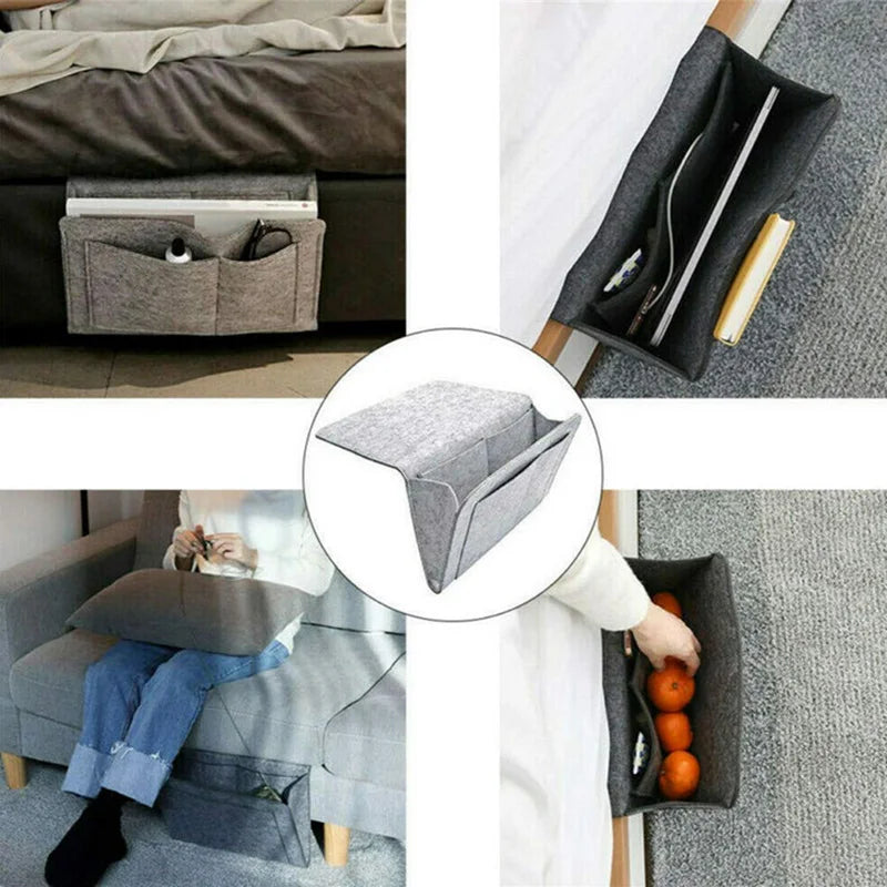 sac rangement gris moderne poche tablette smartphone écouteurs fruits pliable respectueux environnement multifonctionnel salon