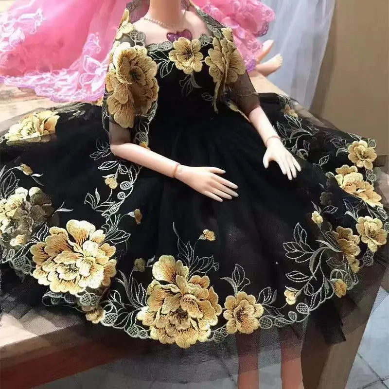 tissu dentelle motif floral doré polyester élégant noir opacité couture robe décoration artisanale