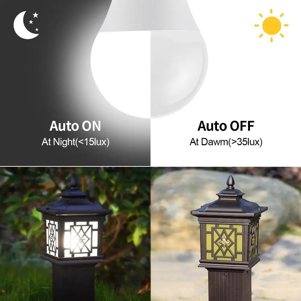 ampoule led 15w blanc froid e27 auto crépuscule moderne jardin extérieur 50000hrs 120°