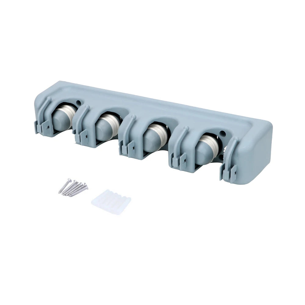 porte balai mural gris moderne adhésif support rangement balais accessoires nettoyage