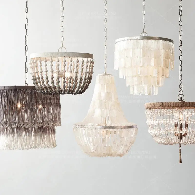 suspension lumineuse vintage cristal blanc doré classique tressé chambre cuisine
