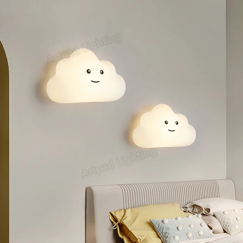 nuages lumineux nuageux éclairage mural enfantin moderne LED blanc jaune bleu rose