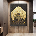 Peinture murale dorée arbre pièces or Ombre Interieur