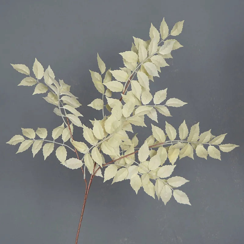 Bouquet artificiel feuilles simples moderne vase transparent hauteur 92cm rouge foncé vertclair blanc