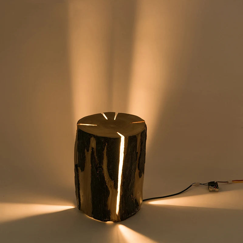 lampe extérieure ip65 marron clair moderne filament lumineux tronc d'arbre rayures naturelles résistante insectes