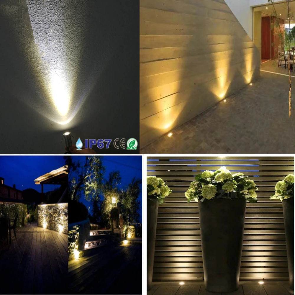 Spotlight LED sous sol argenté moderne IP67 12V 1W 6000K 4000K 3000K