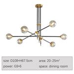 suspension lumineuse moderne noir doré sphères translucides led géométrique scandinave