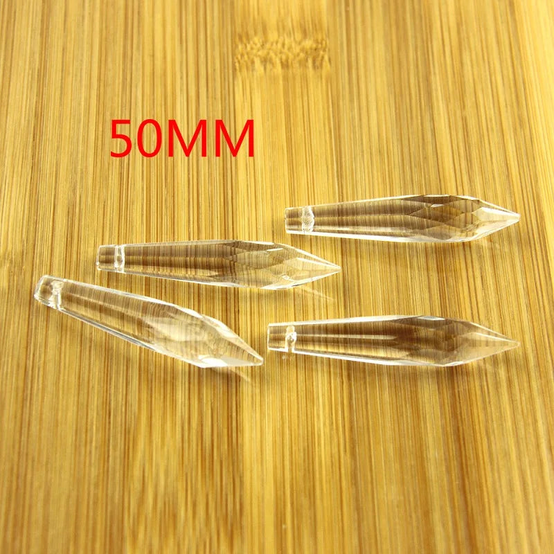 cristal transparent facetté forme stalactite lustre suspendu décoration luminaire moderne