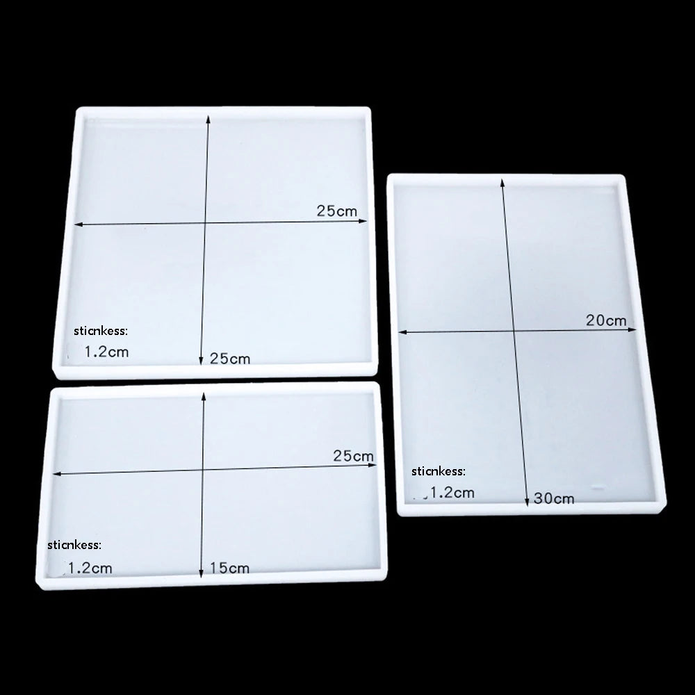 moule silicone rectangulaire grand plateau résine époxy sous verres artisanat création artistique blanc