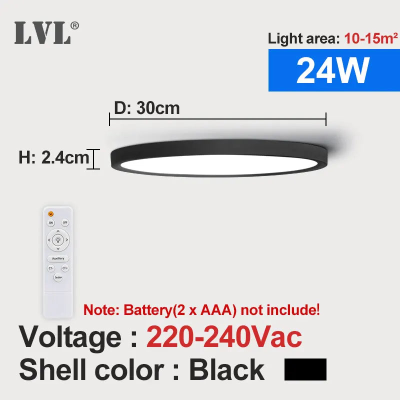 Lampe LED moderne télécommande blanc plat autonome 24W 32W