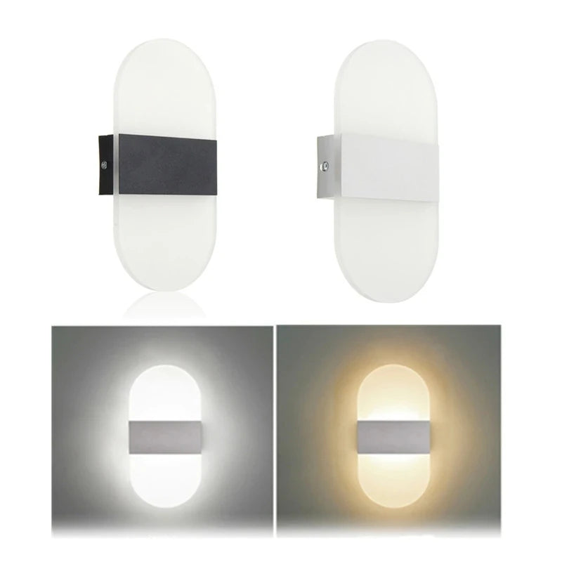 applique murale moderne blanc noir rectangulaire ovale adhésive éclairage chambre salon étude entrée led