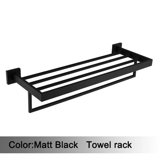 accessoires salle bain noir mat moderne porte serviettes rouleau papier savon