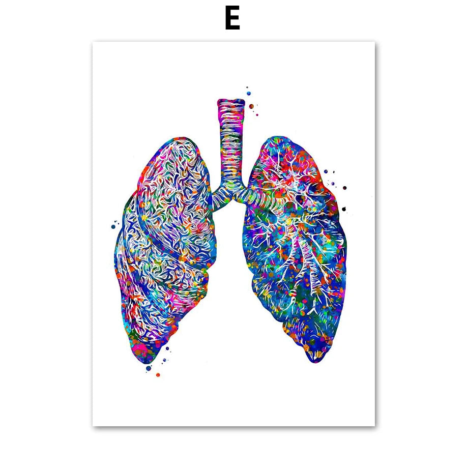 Représentation abstraite colorée des poumons humains, symbole de la santé et de la maladie.