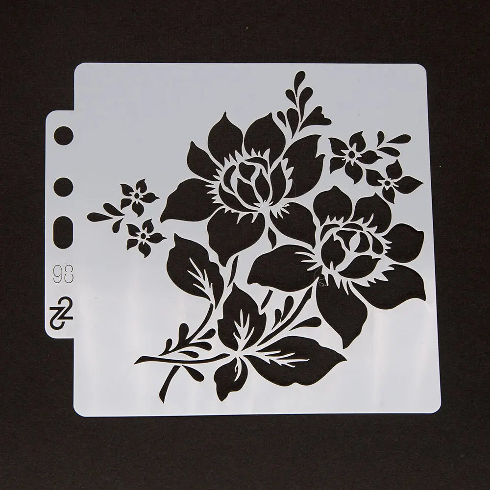 gabarit peinture fleurs moderne blanc bleu noir feuilles floral opaque minimaliste bricolage scrapbookcoration