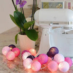 guirlande lumineuse led coton texturé moderne rose blanc bleu vert violet halloween noël chambre