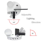 lampe murale moderne étagère usb blanc noir rose adjustable chambre salon
