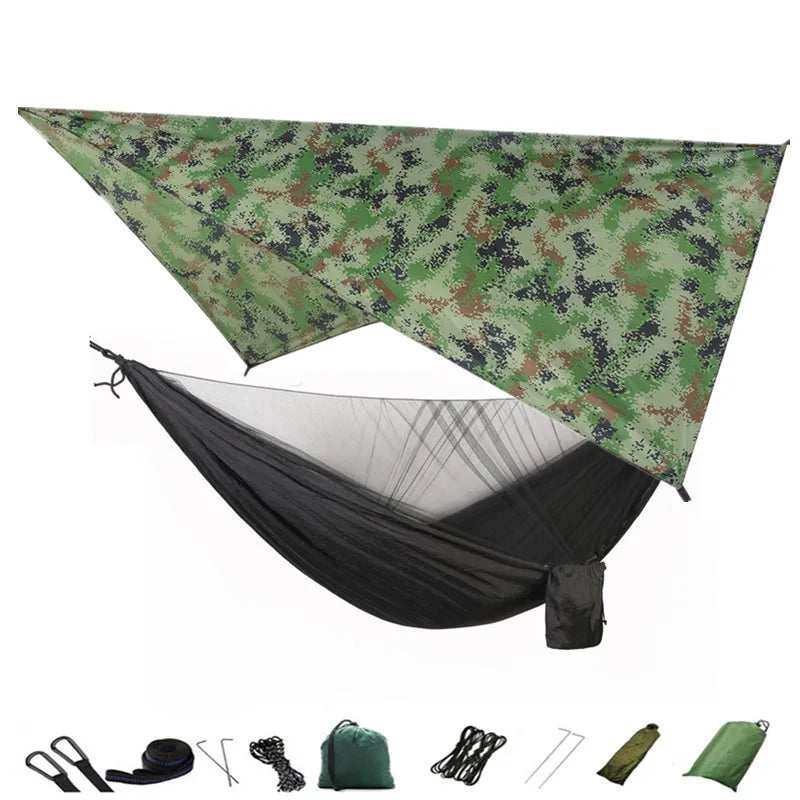 hamac camping moustiquaire auvent portable randonnée voyage survie extérieur vert