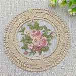 serviettes table vintage broderie florale dentelle beige rose clair environnementales moderne 12cm