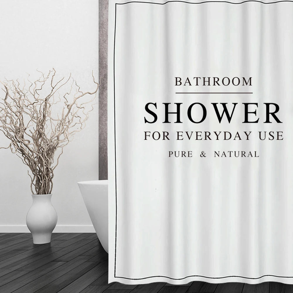 rideau douche polyester solide blanc noir minimaliste respectueux environnement métalliques