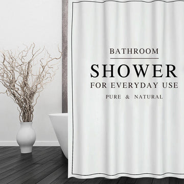 rideau douche polyester solide blanc noir minimaliste respectueux environnement métalliques