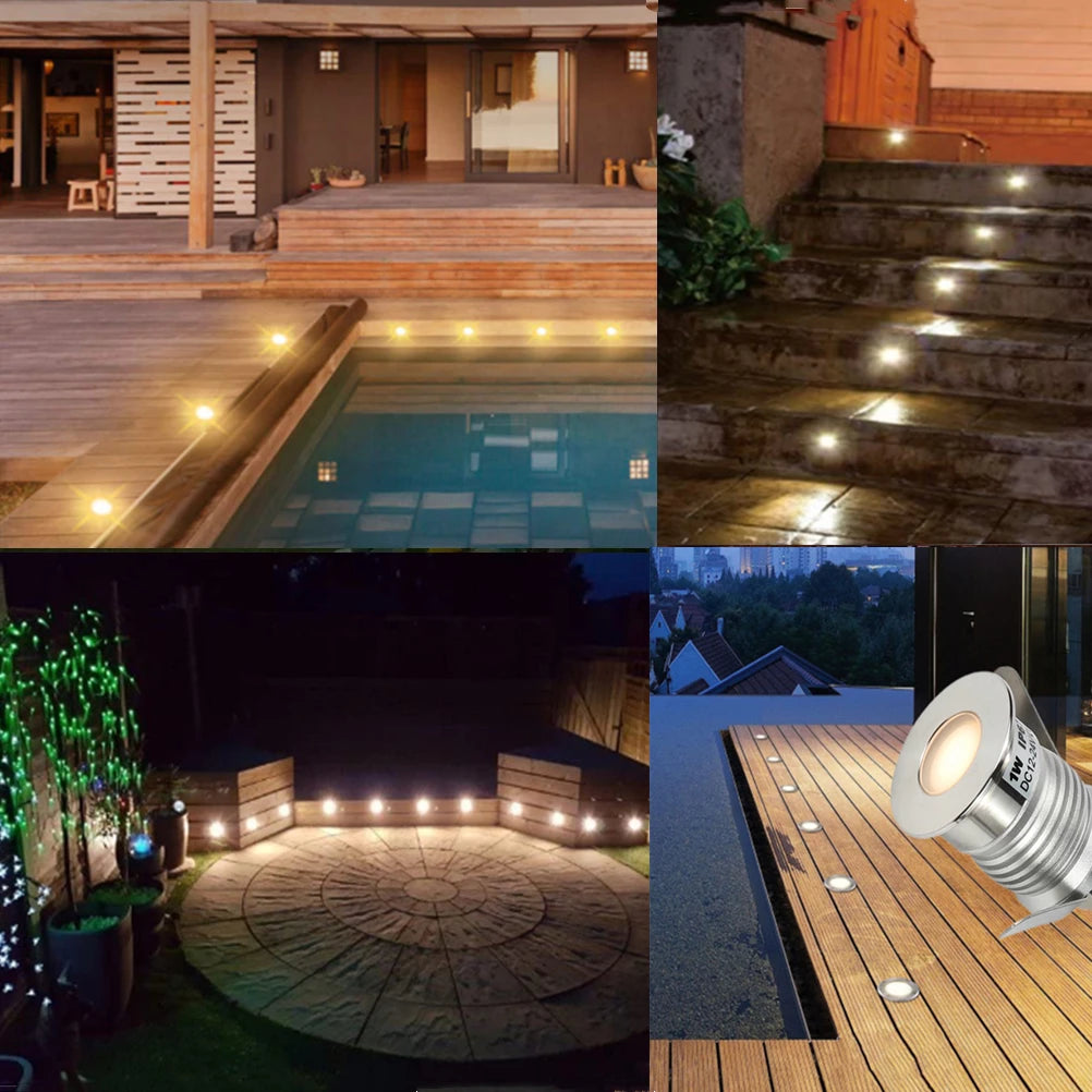 lumière led encastrable extérieure ip67 moderne 1w 3w 12v 24v argente argenté minimaliste