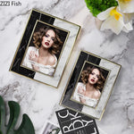 Cadre photo rectangle blanc avec texture marbre pour décoration bureau