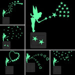 interrupteur mural lumineux fée étoiles papillons moderne adhésif chambre enfant deco vert