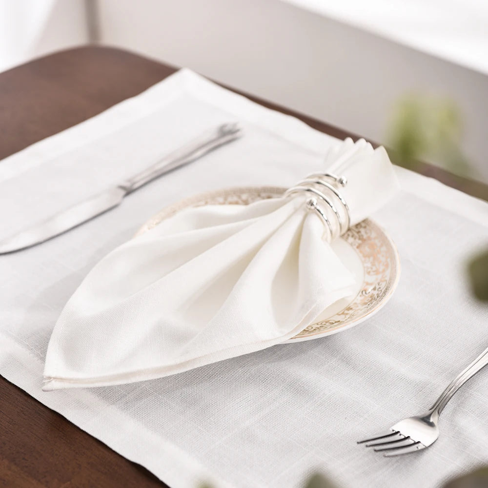 serviettes table lin naturel beige clair classique maison restaurant mariage festive