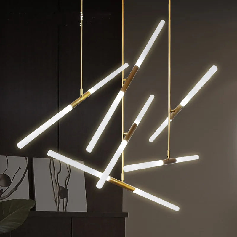 suspension lumineuse moderne blanc doré lignes horizontales diagonales sans ombre led encastré chambre salon