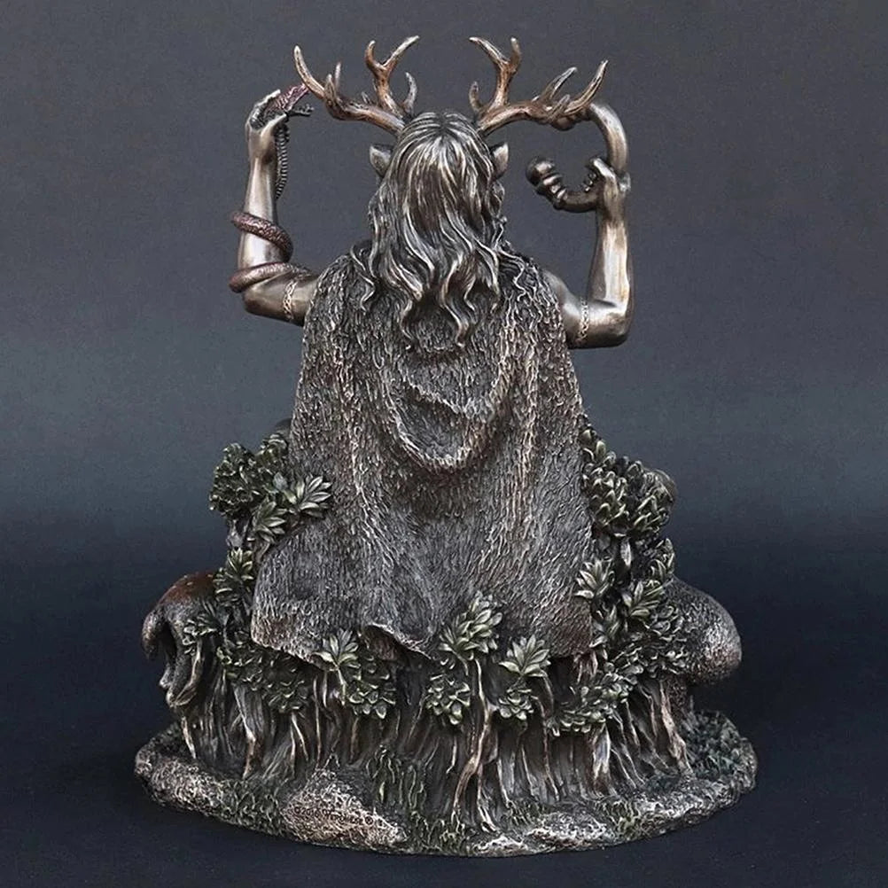 statue celtique cernunnos dieu barbe bois cerf ours serpent verteextérieur jardin décoration ornement table