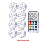 lampe led submersible ip68 13 diodes ronde transparente moderne aimant tasse succion piscine étang