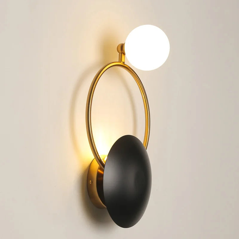 lampe murale moderne noir doré sources G4 cuisine chambre entrée 26x45cm