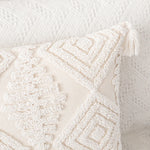 housses coussins coton blanc motif géométrique boho chic tassel opaques 45x45cm 30x50cm