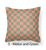 housse coussin velours carreaux vert clair blanc moderne nordique décoration intérieure lit canapé salon