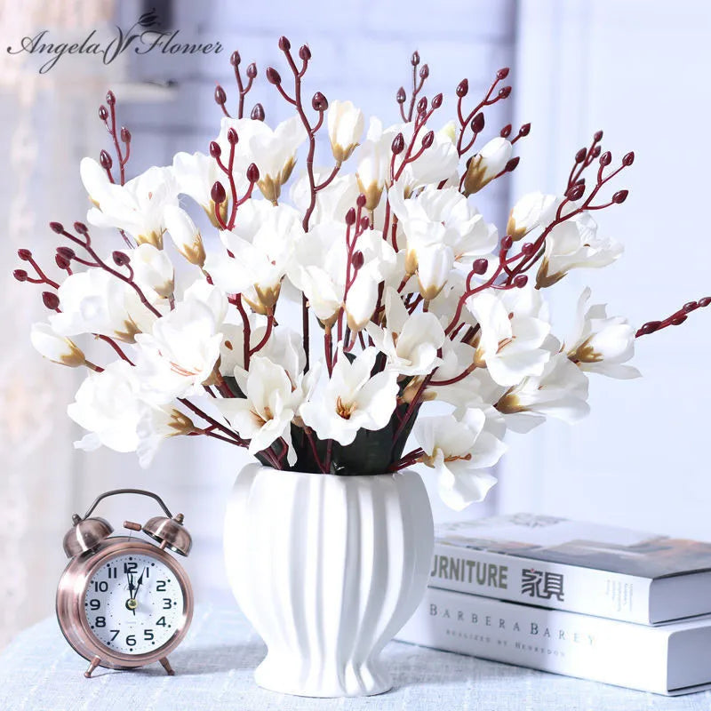 bouquet artificiel fleurs magnolia soie blanc bleu violet rouge intérieur décoration maison anniversaire fête