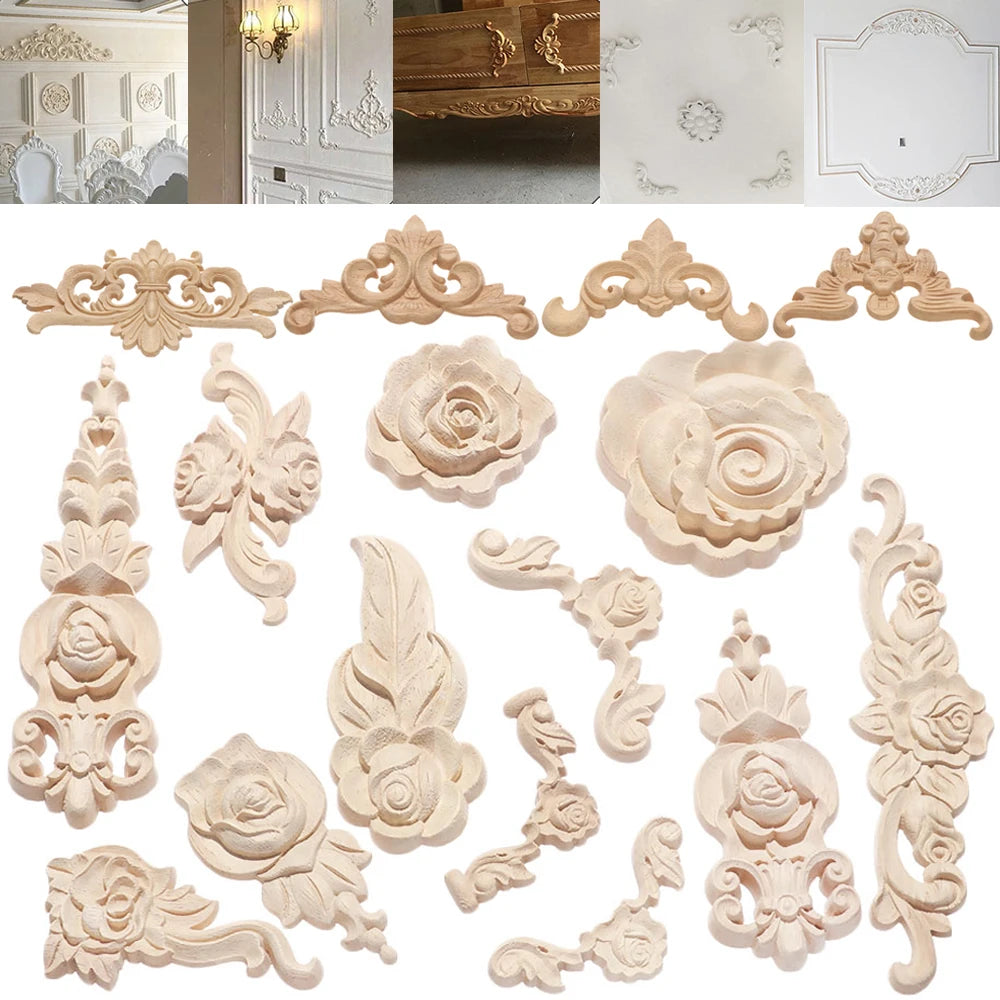 appliques decoratives bois floral sculptees baroques naturelles decoration murale farmhouse classic