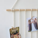 cadre photo murale bois corde tressée pompons bohème chambre enfant decoration chambre cadeau amis