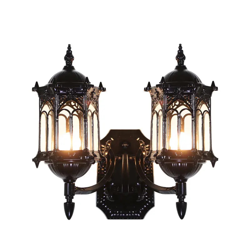 applique murale art déco noire dorée cuivre gothique verre opalin deux lampes chambre entrée