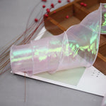 ruban organza holographique violet rose vert bleu blanc moderne élégant semi transparent 6cm 5yards